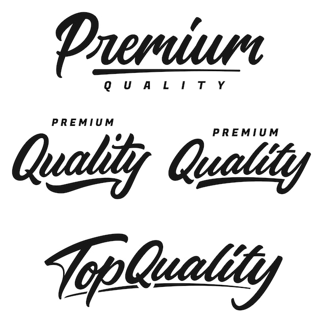 ベクトル プレミアムで最高品質の手書きのレタリングロゴ、ラベル、バッジ、エンブレム。
