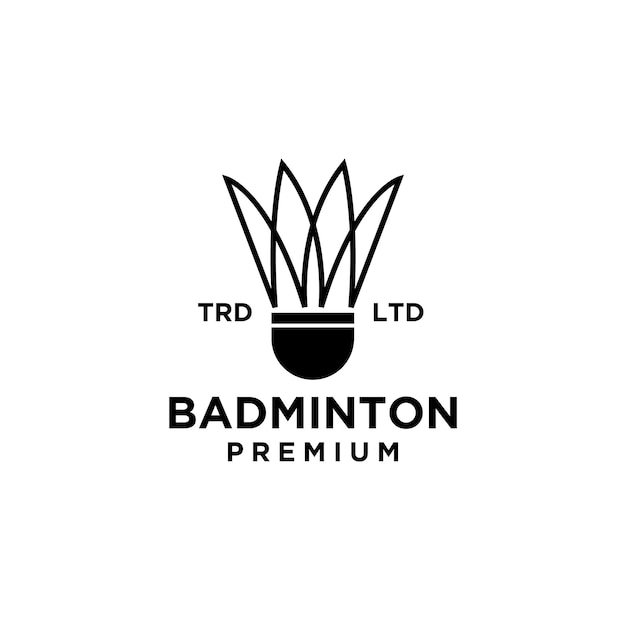 Design del logo della linea badminton shuttlecock premium