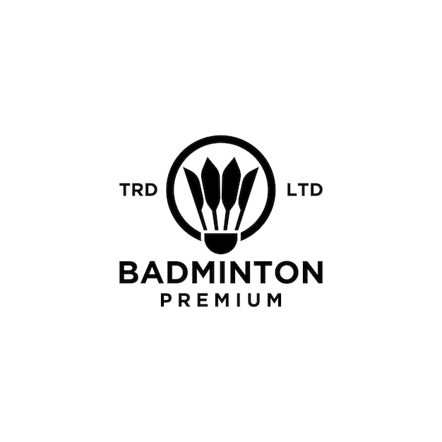 Premium badminton volano logo design illustrazione