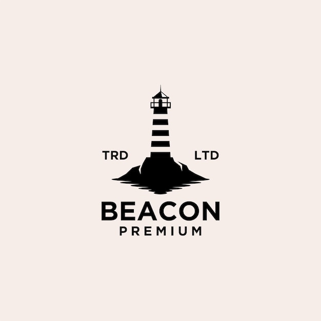 Premium Beacon with ocean vector black logo design