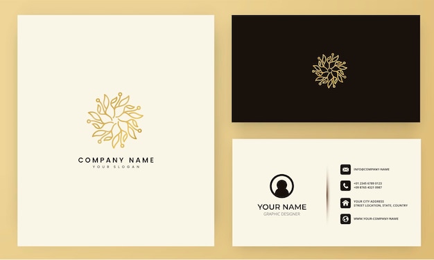 Premium Beauty flower logo design with business card template