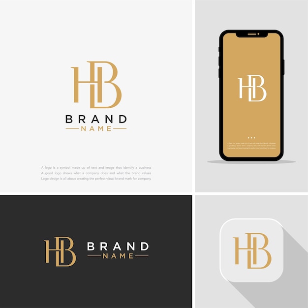 Premium beginletter HB- of BH-logo-ontwerp. Trendy ontzagwekkend artistiek JM MJ aanvankelijk gebaseerd Alfabet