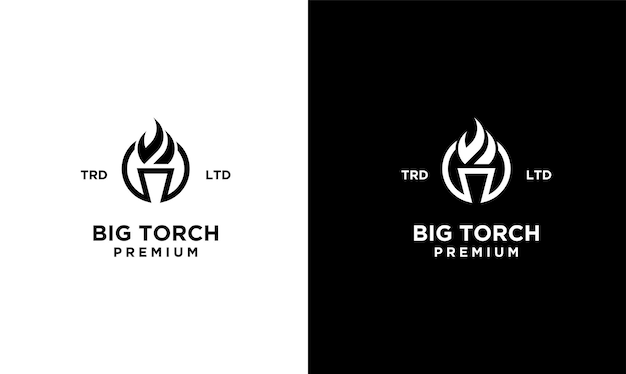 Vector premium big torch on ring logo vector symbol illustration design