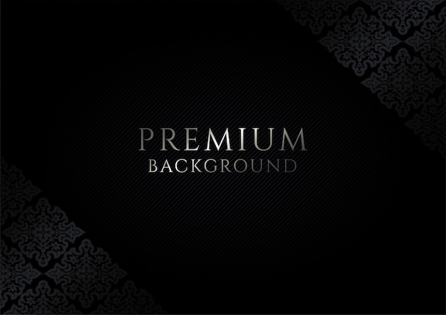 Vector premium black background in horizontal format with ornamental corners and centered space for text