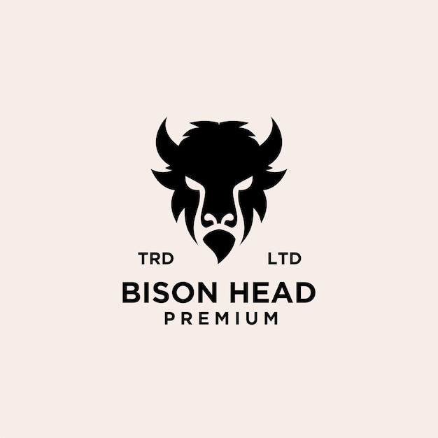 Disegno dell'icona di logo di vettore di bisonte nero premium isolato sfondo bianco