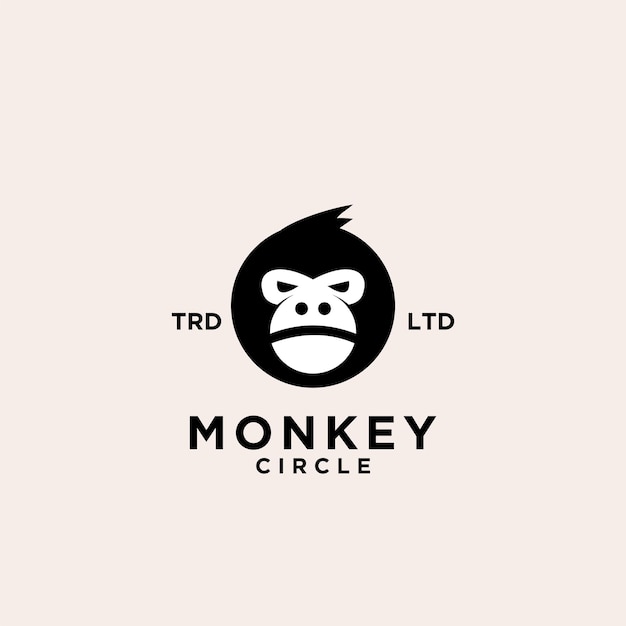 Premium black circle monkey head vector logo icon illustration design