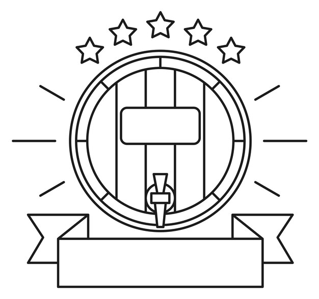 Логотип пивоварни премиум-класса деревянная бочка с пустой лентой