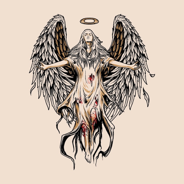 Premium Broken Angel Illustration Vector