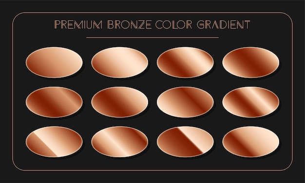 Vettore campioni del catalogo della tavolozza del gradiente di colore bronzo premium