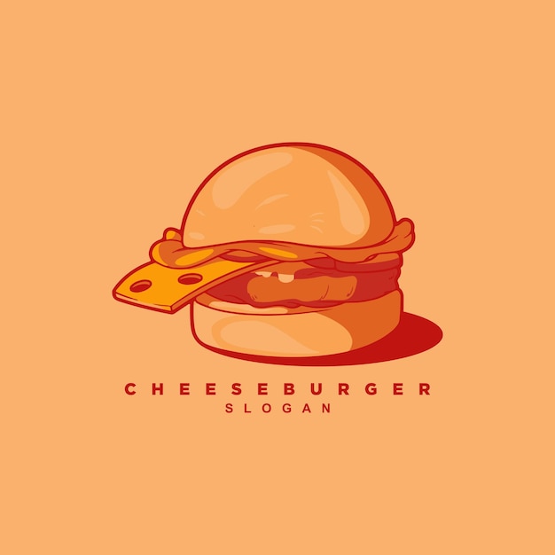 Premium burger met groot kaas logo ontwerp Cheese burger logo vector illustratie