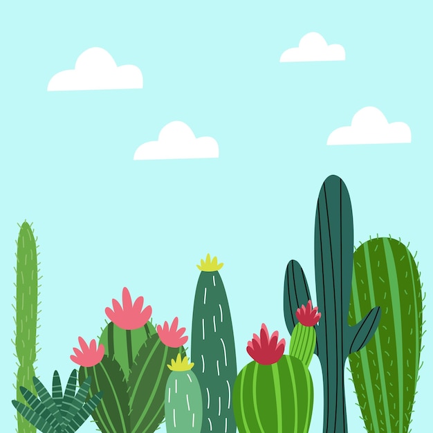 Vector premium cactus flower flat design icons