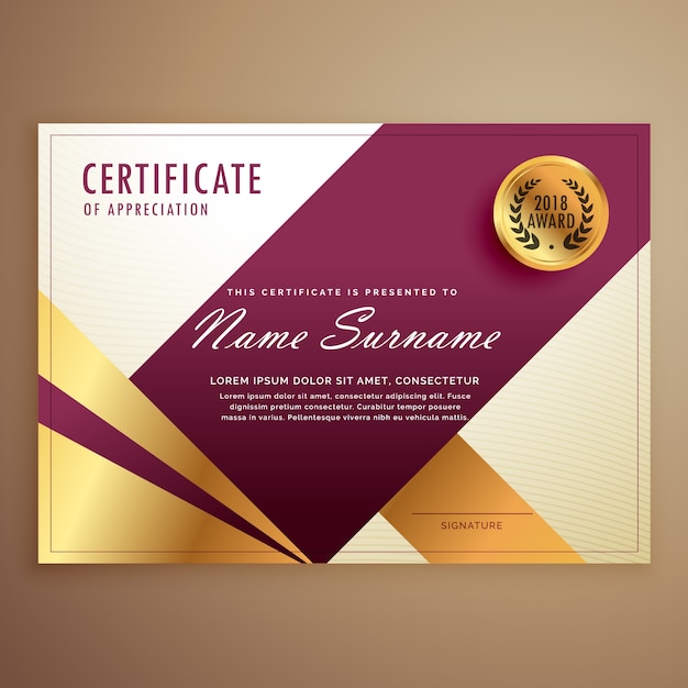 Premium certificaat ontwerp sjabloon met moderne geometrische vormen