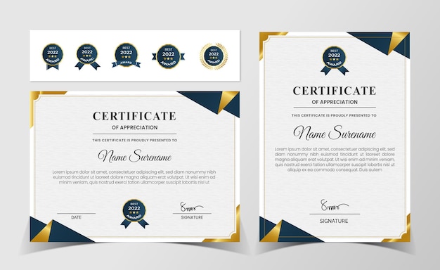 Vector premium certificate of achievement template.