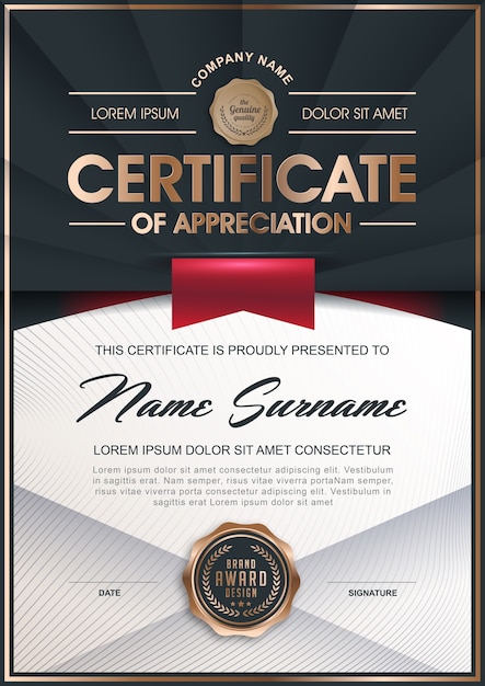 Vector premium certificate diploma design template