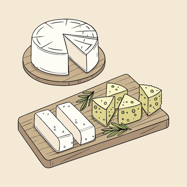 premium cheese vector illustrations dices and slices collection