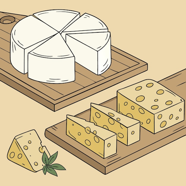 premium cheese vector illustrations dices and slices collection