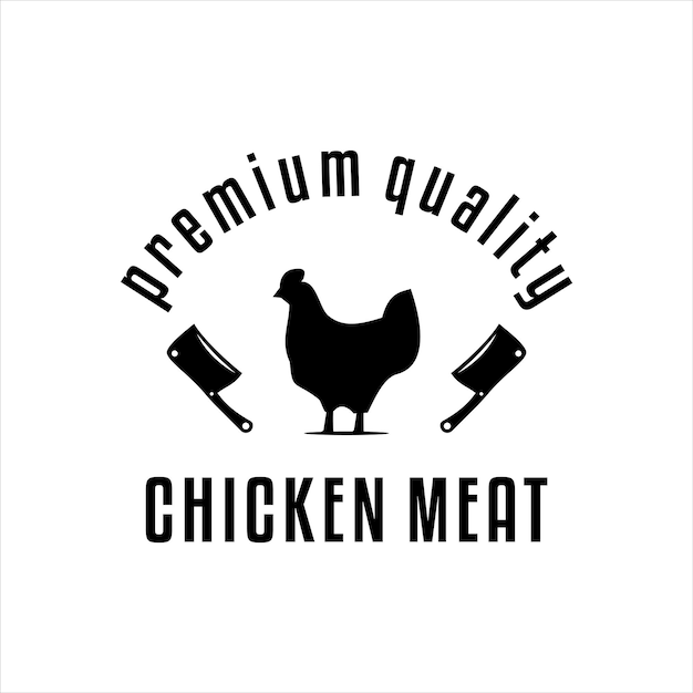 премиум дизайн логотипа куриного мяса с изолированным на белом фоне
