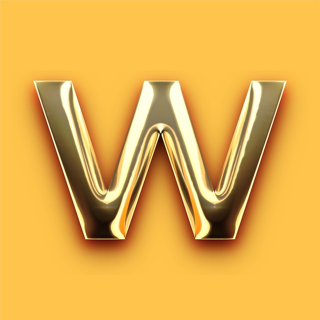 カスタマイズ可能な黄色い背景のプレミアムChrome Gold Letter Wアイコン