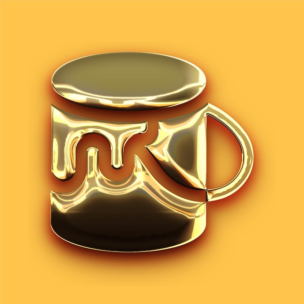 premium chrome gold paint bucket icon with customizable yellow backdrop