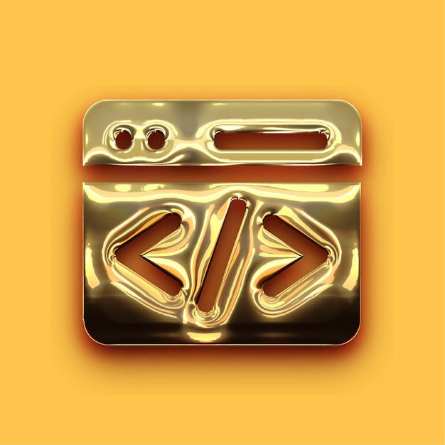 Премиум-икона веб-кодирования Chrome Gold с настраиваемым желтым фоном