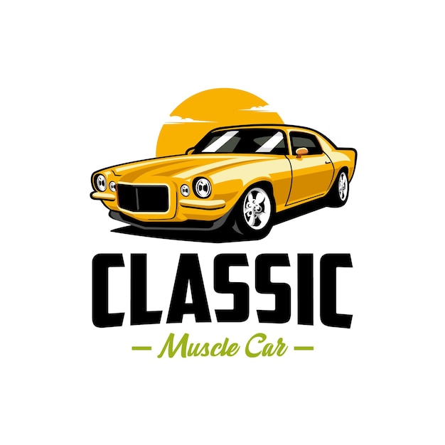 Premium classic muscle car vector illustration logo