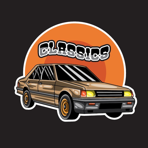 Premium classics car illustration vector design