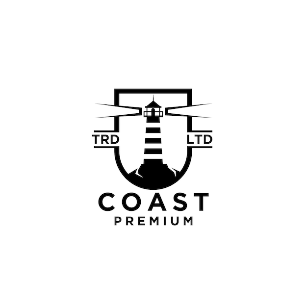 Premium Coast in een schild vector zwart logo-ontwerp