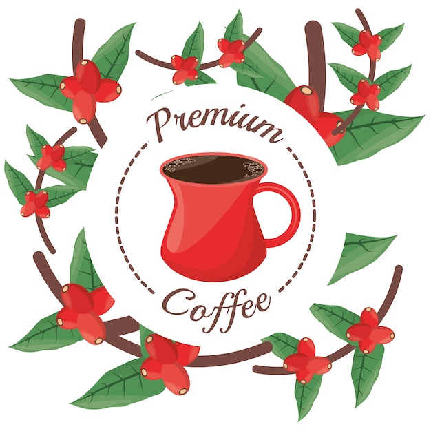 premium coffee tree beans decoration label 