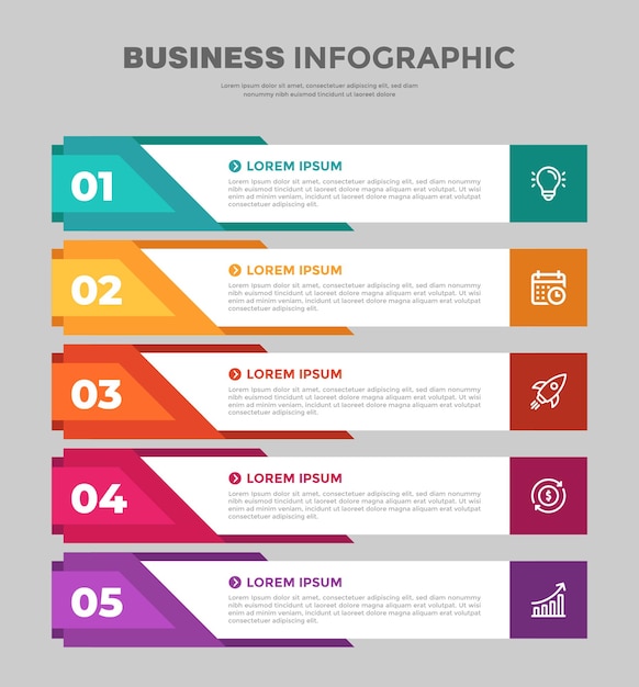 Premium Color 5 Step Infographic Template