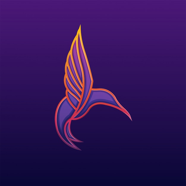 Premium colorful humming bird line art illustration logo