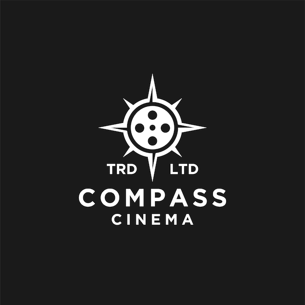 Премиум компас приключенческий фильм вектор черный логотип векторный дизайн
