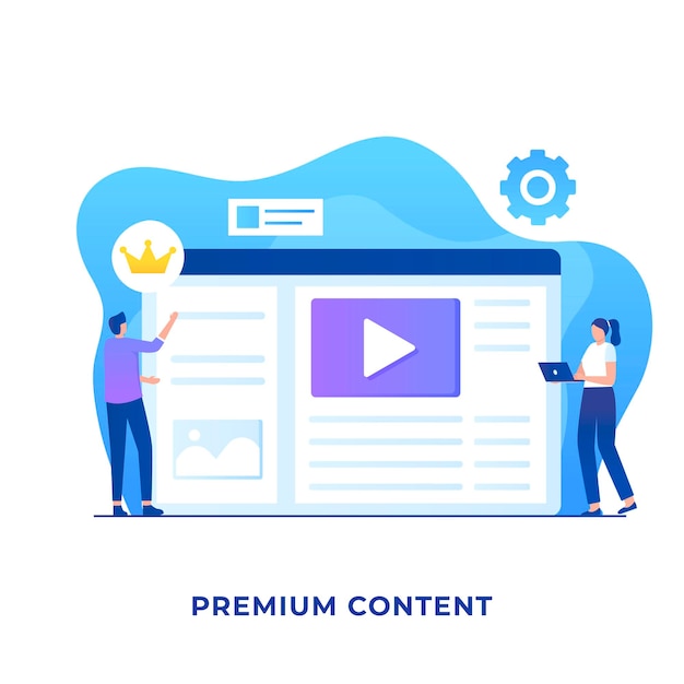 Premium content illustration concept for websites