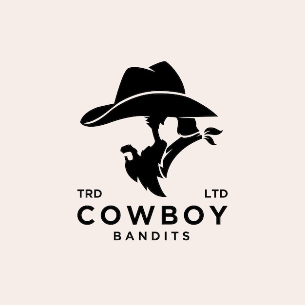 Premium cowboy bandieten vector logo ontwerp