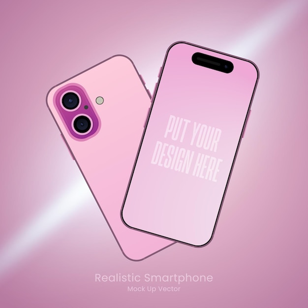 Премиум Creative Simple Mockup экран Iphone 16 мягкий розовый градиент вектор
