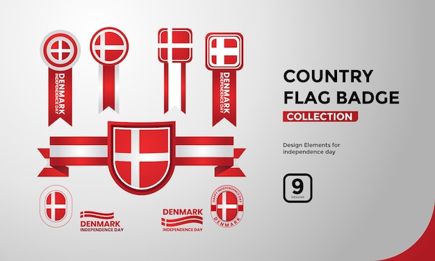 Premium Danish flag badge collection