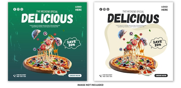 Премиум вкусный бургер и меню еды шаблон баннера в социальных сетях Коллекция
