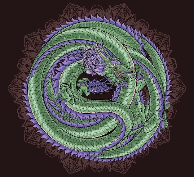 Premium design oriental dragon illustration