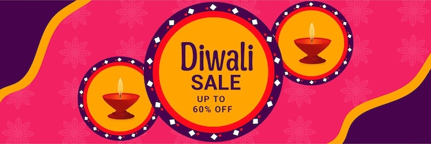 Vector premium diwali sale banner 60 percent off