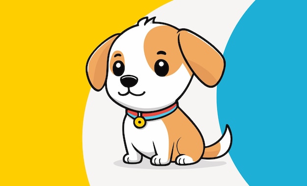 Vector premium dog vector cute puppy cartoon dog mascot with colorful collar