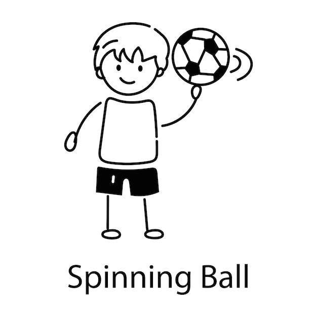 Premium doodle icon depicting spinning ball trick