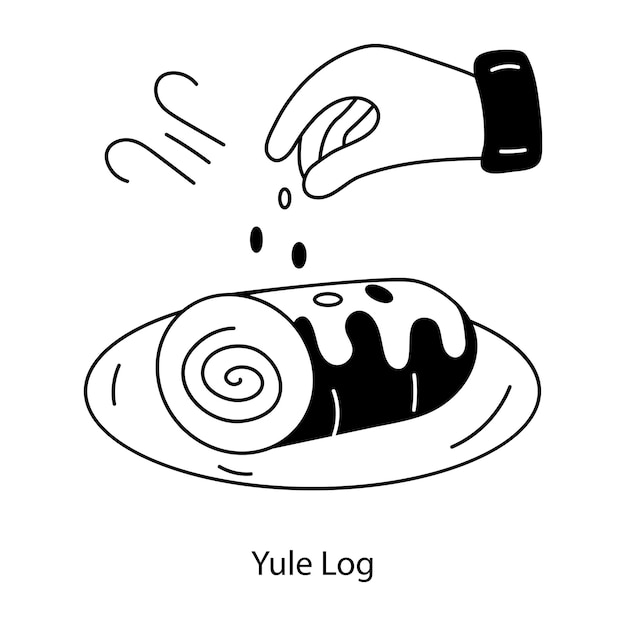 Premium doodle icon of yule log