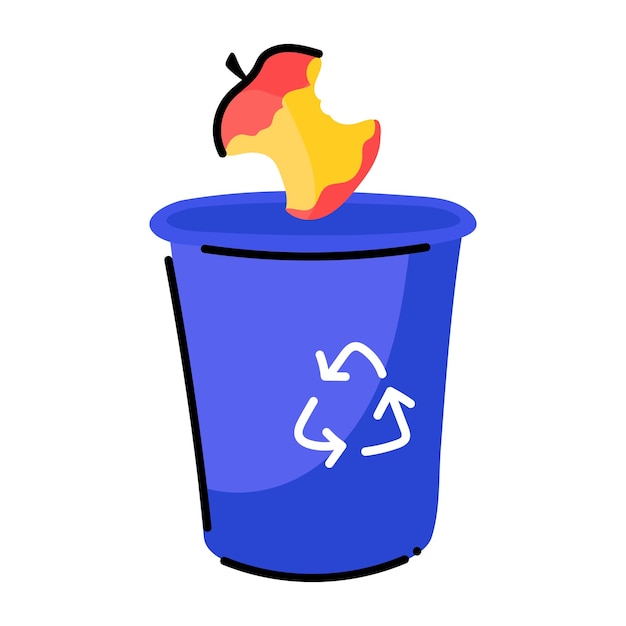 Premium doodle sticker of dustbin