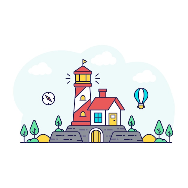 Premium download illustration of lighthouse navigation