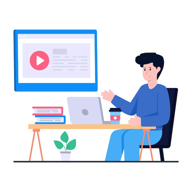 Premium download illustration of video lecture