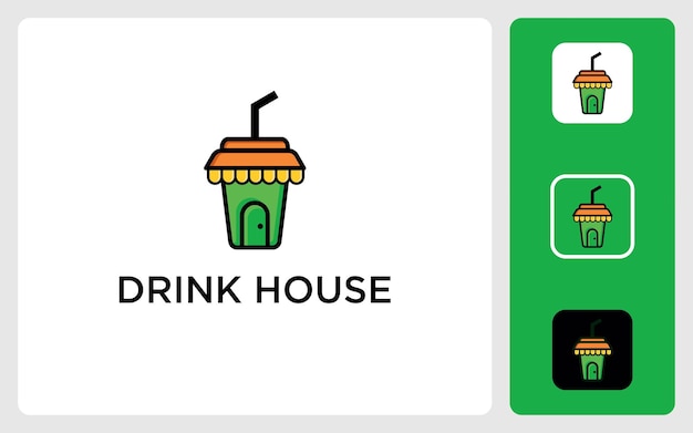 Premium drankje en huis vector logo