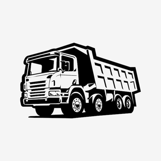 Premium Dump Truck Silhouette Monochrome Vector Art Isolated Tipper Truck Vector Art Illustration
