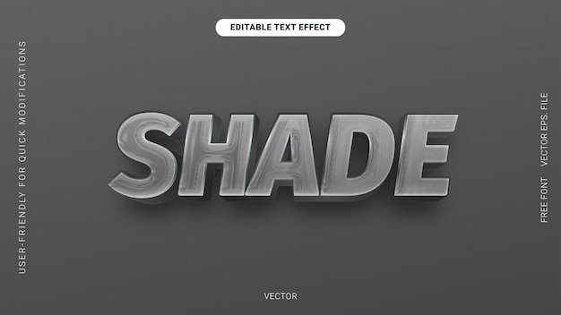Premium Editable Text Effect Chrome textuur Schaduw Donkergrijze vector