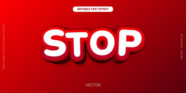 프리미엄 편집 가능한 텍스트 효과 Stop mix 빨간색 그라디언트 터