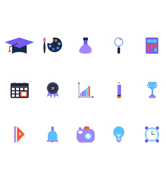 Premium education and study vector collection pack Clean colorful social media and website icon de