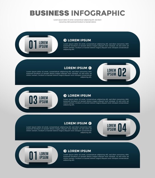 Vector premium elegant 5 step infographic template